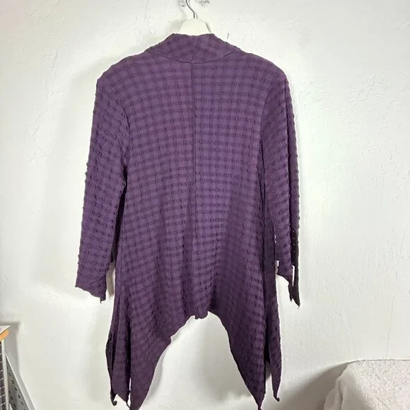 I.C. Collection U.S.A. By Connie Womens XXL Textured Purple Asymmetric Cardigan
